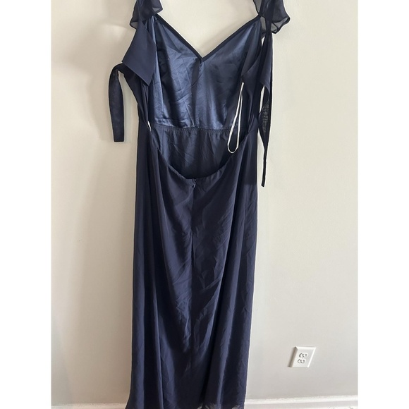 Wedding Guest Lulus Sweetest Entrance Navy Blue Ruffled Tie-Back Maxi Dress XL - Picture 7 of 8